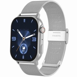 Gravity Smartwatch Gravity GT15-9 Czarny Pasek Silikonowy + Srebrna Bransoleta