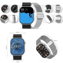 Gravity Smartwatch Gravity GT15-9 Czarny Pasek Silikonowy + Srebrna Bransoleta