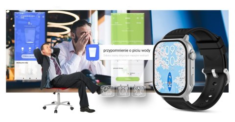 Gravity Smartwatch Gravity GT15-9 Czarny Pasek Silikonowy + Srebrna Bransoleta Gravity Smartwatch Gravity GT15-9 Czarny Pasek Silikonowy + Srebrna Bransoleta