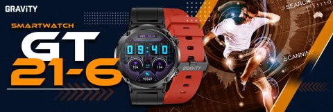 Gravity Smartwatch Gravity GT21-6 + Czerwony Pasek Silikonowy Gravity Smartwatch Gravity GT21-6 + Czerwony Pasek Silikonowy