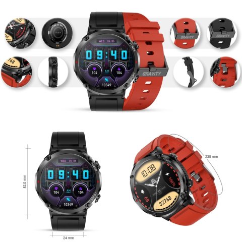 Gravity Smartwatch Gravity GT21-6 + Czerwony Pasek Silikonowy Gravity Smartwatch Gravity GT21-6 + Czerwony Pasek Silikonowy