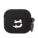 Karl Lagerfeld Etui ochronne na słuchawki Karl Lagerfeld KLA3RUNCHK do Apple AirPods 3 cover czarny/black Silicone Choupette Head 3D