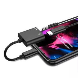 Denmen Adapter HF iPhone Denmen Lightning do USB-C + Jack 3.5 mm Aluminiowy