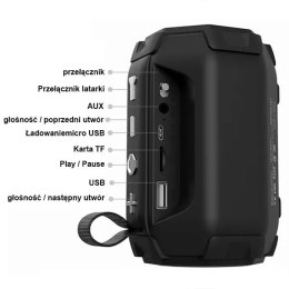 Denmen Denmen Głośnik Bluetooth 3W BT 5.0 Czarny z Latarką LED