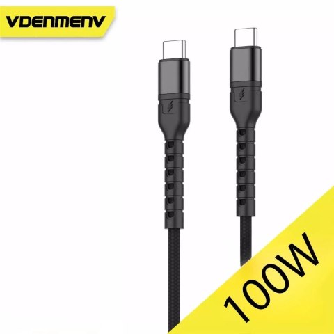 Denmen Kabel Denmen USB-C do USB-C 100W 1m Szybkie Ładowanie Czarny Denmen Kabel Denmen USB-C do USB-C 100W 1m Szybkie Ładowanie Czarny