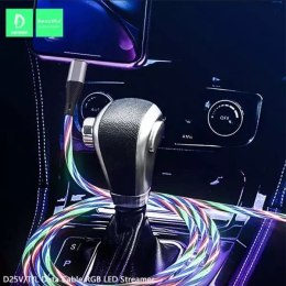 Denmen Kabel USB Micro Denmen LED Streamer 1m Srebrny D25 2,4A