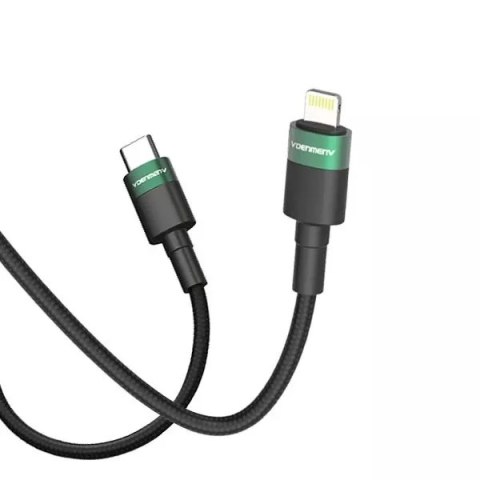 Denmen Kabel USB Typ-C - Lightning PD 3A Czarny Oplot 1m D62 20W Denmen Kabel USB Typ-C - Lightning PD 3A Czarny Oplot 1m D62 20W