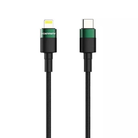 Denmen Kabel USB Typ-C - Lightning PD 3A Czarny Oplot 1m D62 20W Denmen Kabel USB Typ-C - Lightning PD 3A Czarny Oplot 1m D62 20W