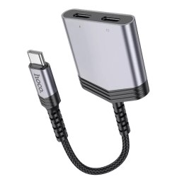 Hoco HOCO Adapter AUX 2w1 Typ C Do 2 x Typ C 27W LS40 Szary
