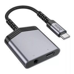 Hoco HOCO Adapter AUX 2w1 Typ C Do Typ C / Jack 3,5 mm 27W LS39 Szary