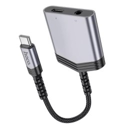 Hoco HOCO Adapter AUX 2w1 Typ C Do Typ C / Jack 3,5 mm 27W LS39 Szary