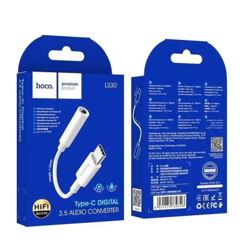 Hoco HOCO Adapter AUX Typ C Do Jack 3,5 Mm LS30 Biały Hoco HOCO Adapter AUX Typ C Do Jack 3,5 Mm LS30 Biały