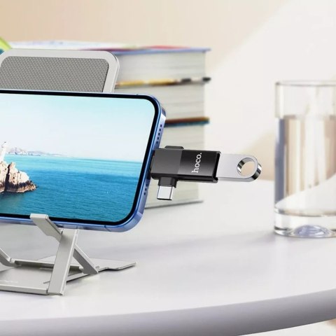 Hoco HOCO Adapter OTG Typ C (Męski) / Lightning (Męski) Do USB A (Żeński) 2w1 UA17 Czarny Hoco HOCO Adapter OTG Typ C (Męski) / Lightning (Męski) Do USB A (Żeński) 2w1 UA17 Czarny
