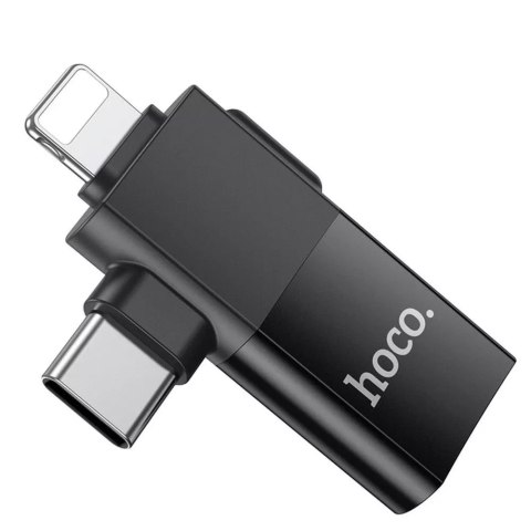 Hoco HOCO Adapter OTG Typ C (Męski) / Lightning (Męski) Do USB A (Żeński) 2w1 UA17 Czarny Hoco HOCO Adapter OTG Typ C (Męski) / Lightning (Męski) Do USB A (Żeński) 2w1 UA17 Czarny