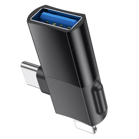 Hoco HOCO Adapter OTG Typ C (Męski) / Lightning (Męski) Do USB A (Żeński) 2w1 UA17 Czarny Hoco HOCO Adapter OTG Typ C (Męski) / Lightning (Męski) Do USB A (Żeński) 2w1 UA17 Czarny