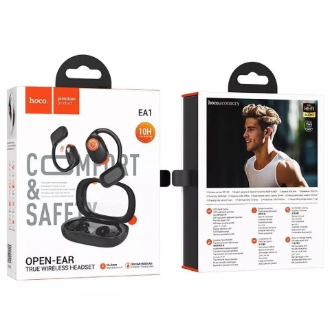 Hoco HOCO EA1 Bezprzewodowe Słuchawki Bluetooth TWS - Czarne z Etui Ładującym Hoco HOCO EA1 Bezprzewodowe Słuchawki Bluetooth TWS - Czarne z Etui Ładującym