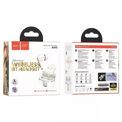 Hoco HOCO EQ10 Bezprzewodowe Słuchawki Bluetooth TWS - Mleczna Biel z Etui Ładującym Hoco HOCO EQ10 Bezprzewodowe Słuchawki Bluetooth TWS - Mleczna Biel z Etui Ładującym