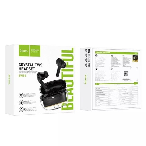 Hoco HOCO EW54 Słuchawki Bezprzewodowe Bluetooth TWS - Czarne z Etui Ładującym Hoco HOCO EW54 Słuchawki Bezprzewodowe Bluetooth TWS - Czarne z Etui Ładującym