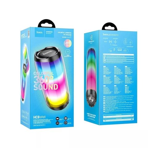 Hoco HOCO Głośnik Bluetooth HC8 Czarny Przenośny LED RGB 1800 mAh 10W Hoco HOCO Głośnik Bluetooth HC8 Czarny Przenośny LED RGB 1800 mAh 10W
