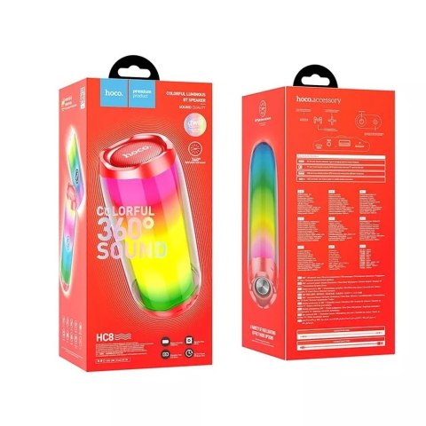 Hoco HOCO Głośnik Bluetooth HC8 Czerwony Przenośny LED RGB 1800 mAh 10W Hoco HOCO Głośnik Bluetooth HC8 Czerwony Przenośny LED RGB 1800 mAh 10W