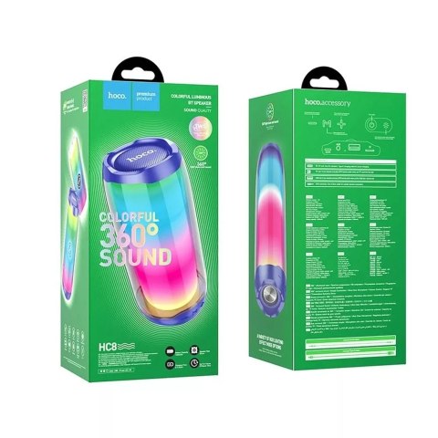 Hoco HOCO Głośnik Bluetooth HC8 Niebieski Przenośny LED RGB 1800 mAh 10W Hoco HOCO Głośnik Bluetooth HC8 Niebieski Przenośny LED RGB 1800 mAh 10W