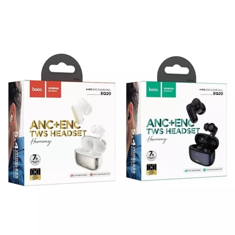 Hoco Hoco EQ20 Bezprzewodowe Słuchawki Bluetooth TWS z ANC i ENC - Czarne Hoco Hoco EQ20 Bezprzewodowe Słuchawki Bluetooth TWS z ANC i ENC - Czarne