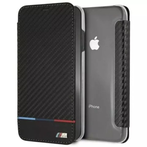 BMW Etui ochronne na telefon BMW BMTRBKI65PUCARTCBK do Apple iPhone Xs Max book czarny/black Carbon Tricolor Stripe BMW Etui ochronne na telefon BMW BMTRBKI65PUCARTCBK do Apple iPhone Xs Max book czarny/black Carbon Tricolor Stripe