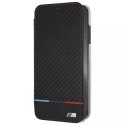 BMW Etui ochronne na telefon BMW BMTRBKI65PUCARTCBK do Apple iPhone Xs Max book czarny/black Carbon Tricolor Stripe