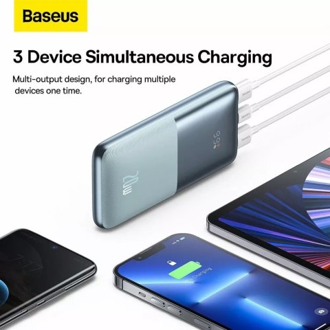 Baseus BASEUS Power Bank 10000 mAh + Kabel USB-A do Typ-C PD QC3.0 3A 20W PPBD040103 Niebieski Baseus BASEUS Power Bank 10000 mAh + Kabel USB-A do Typ-C PD QC3.0 3A 20W PPBD040103 Niebieski