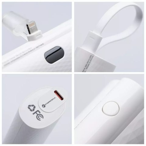 Forcell FORCELL F-ENERGY Power Plug F5K3 Powerbank z Wbudowanym Złączem Lightning PD 20W 5000 mAh Biały Forcell FORCELL F-ENERGY Power Plug F5K3 Powerbank z Wbudowanym Złączem Lightning PD 20W 5000 mAh Biały