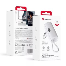 Forcell FORCELL F-ENERGY Power Plug F5K3 Powerbank z Wbudowanym Złączem Typ C PD 20W 5000 mAh Biały