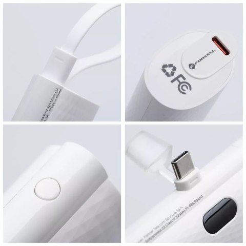 Forcell FORCELL F-ENERGY Power Plug F5K3 Powerbank z Wbudowanym Złączem Typ C PD 20W 5000 mAh Biały Forcell FORCELL F-ENERGY Power Plug F5K3 Powerbank z Wbudowanym Złączem Typ C PD 20W 5000 mAh Biały