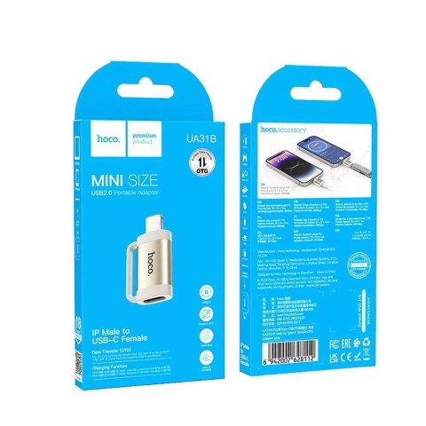 Hoco EOL HOCO Adapter OTG Lightning (męski) do Typ C (żeński) 2A UA31B Szary Hoco EOL HOCO Adapter OTG Lightning (męski) do Typ C (żeński) 2A UA31B Szary