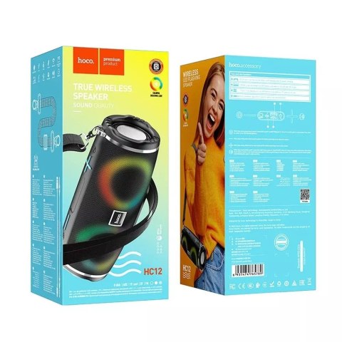 Hoco HOCO Głośnik Bluetooth HC12 Sport Czarny Przenośny LED RGB 1200 mAh 2×5W Hoco HOCO Głośnik Bluetooth HC12 Sport Czarny Przenośny LED RGB 1200 mAh 2×5W