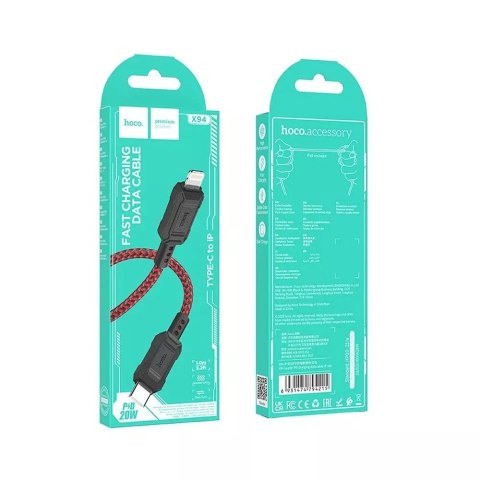 Hoco HOCO Kabel Typ C do Lightning X94 1 m Czerwony PD 20W Szybkie Ładowanie PVC Hoco HOCO Kabel Typ C do Lightning X94 1 m Czerwony PD 20W Szybkie Ładowanie PVC
