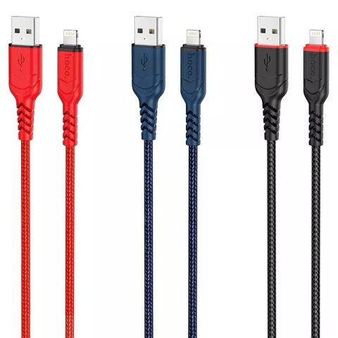 Hoco HOCO Kabel USB-A do Lightning X59 3 m Czarny Wytrzymały Nylonowy Oplot 2,4A Hoco HOCO Kabel USB-A do Lightning X59 3 m Czarny Wytrzymały Nylonowy Oplot 2,4A