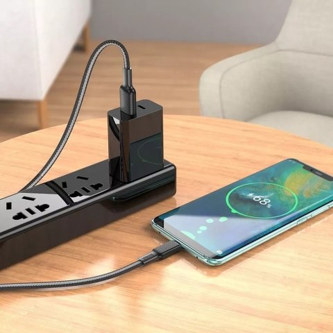 Hoco HOCO Kabel USB-A do Typ C X69 1 m Czarno-Biały 3A Nylonowy Oplot Hoco HOCO Kabel USB-A do Typ C X69 1 m Czarno-Biały 3A Nylonowy Oplot