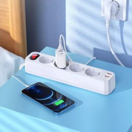 Hoco HOCO Listwa Zasilająca 4 Gniazda + 2x USB-A + Typ C PD QC3.0 20W NS1 1,8 m