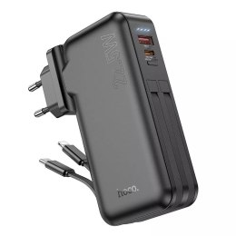 Hoco HOCO Powerbank 10000mAh J126 Czarny z Gniazdem EU/US i Kab. Typ C+Lightning