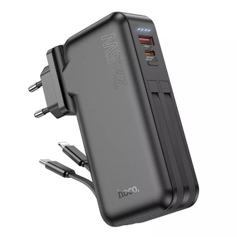 Hoco HOCO Powerbank 10000mAh J126 Czarny z Gniazdem EU/US i Kab. Typ C+Lightning Hoco HOCO Powerbank 10000mAh J126 Czarny z Gniazdem EU/US i Kab. Typ C+Lightning