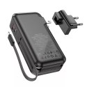 Hoco HOCO Powerbank 10000mAh J126 Czarny z Gniazdem EU/US i Kab. Typ C+Lightning