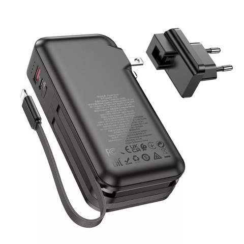 Hoco HOCO Powerbank 10000mAh J126 Czarny z Gniazdem EU/US i Kab. Typ C+Lightning Hoco HOCO Powerbank 10000mAh J126 Czarny z Gniazdem EU/US i Kab. Typ C+Lightning