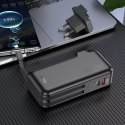 Hoco HOCO Powerbank 10000mAh J126 Czarny z Gniazdem EU/US i Kab. Typ C+Lightning