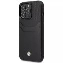 BMW Etui na telefon BMW BMHCP14L22RSEPK do Apple iPhone 14 Pro 6,1" czarny/black Leather Card Slot