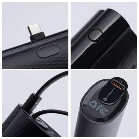 Forcell FORCELL F-ENERGY Power Plug F5K3 Powerbank z Wbudowanym Złączem Typ C PD 20W 5000 mAh Czarny Forcell FORCELL F-ENERGY Power Plug F5K3 Powerbank z Wbudowanym Złączem Typ C PD 20W 5000 mAh Czarny