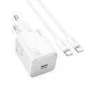 Hoco Ładowarka sieciowa HOCO Typ C + kabel Typ C do Typ C QC PD 20W Biała