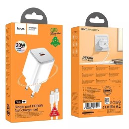 Hoco Ładowarka sieciowa HOCO Typ C + kabel Typ C do Typ C QC PD 20W Biała