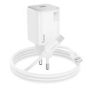 Hoco Ładowarka sieciowa HOCO Typ C + kabel Typ C do Typ C QC PD 20W Biała