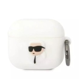 Karl Lagerfeld Etui ochronne na słuchawki Karl Lagerfeld KLA3RUNIKH do Apple AirPods 3 cover biały/white Silicone Karl Head 3D