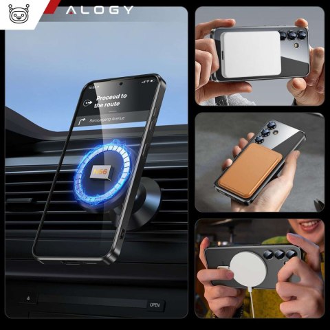 Alogy Etui do Samsung Galaxy S24 Mag Safe Glamour Case Ring obudowa ochrona aparatów Alogy Czarne przezroczyste Alogy Etui do Samsung Galaxy S24 Mag Safe Glamour Case Ring obudowa ochrona aparatów Alogy Czarne przezroczyste
